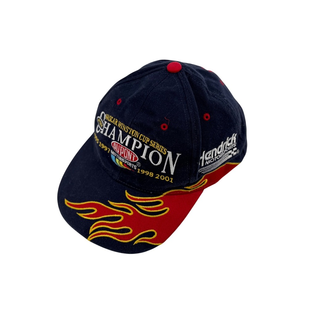 NASCAR Jeff Gordon Champion Hat OS Cotton Navy Flame Snapback Racing Y2K